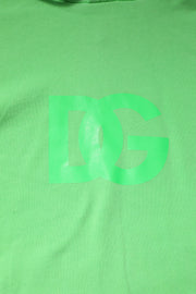 Dolce & Gabbana Green Cotton DG Logo Print Hooded Sweater