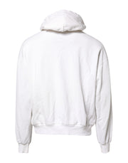 Dolce & Gabbana White Embossed Logo Hooded Sweatshirt Sweater