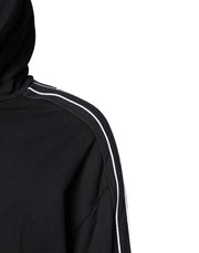 Dolce & Gabbana Black Cotton Logo Hooded Sweatshirt Sweater