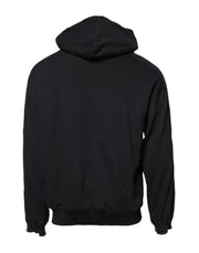 Dolce & Gabbana Black Cotton Logo Hooded Sweatshirt Sweater
