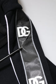 Dolce & Gabbana Black Cotton Logo Hooded Sweatshirt Sweater