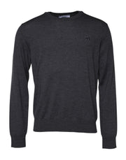 Dolce & Gabbana Gray Wool Logo Knitted Men Pullover Sweater