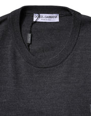 Dolce & Gabbana Gray Wool Logo Knitted Men Pullover Sweater
