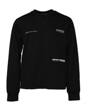 Dolce & Gabbana Black Cotton Logo Knitted Pullover Sweater
