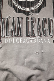 Dolce & Gabbana Gray Logo Print Crew Neck Pullover Sweater