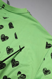 Dolce & Gabbana Green Heart Print Crew Neck Pullover Sweater