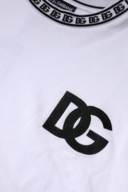 Dolce & Gabbana White Logo Cotton Crew Neck Pullover Sweater