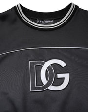 Dolce & Gabbana Black Logo Polyester Crew Neck Men Pullover Sweater