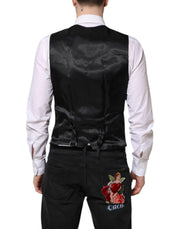 Dolce & Gabbana Black Wool Waistcoat Dress Formal Vest