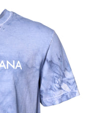 Dolce & Gabbana Blue Cotton Logo Print Crew Neck T-shirt