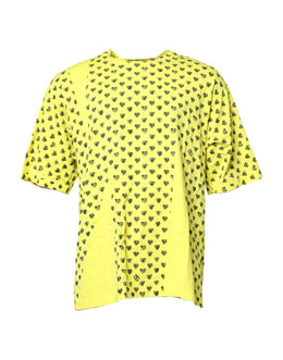 Dolce & Gabbana Yellow Cotton DG Heart Print Crew Neck T-shirt