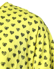 Dolce & Gabbana Yellow Cotton DG Heart Print Crew Neck T-shirt