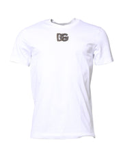 Dolce & Gabbana White Cotton DG Embroidery Crew Neck T-shirt