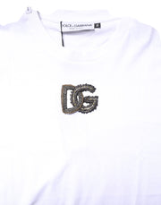 Dolce & Gabbana White Cotton DG Embroidery Crew Neck T-shirt