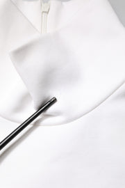 Dolce & Gabbana White Cotton Turtleneck DG Applique T-shirt