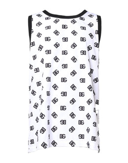 Dolce & Gabbana White Polyester Sleeveless DG Logo T-shirt