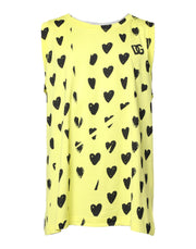 Dolce & Gabbana Yellow Cotton Sleeveless DG Heart T-shirt