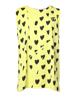 Dolce & Gabbana Yellow Cotton Sleeveless DG Heart T-shirt