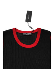 Dolce & Gabbana Black Cotton Slim Fit Round Neck T-shirt