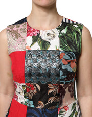 Dolce & Gabbana Multicolor Patchwork Sleeveless Sheath Dress
