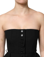 Dolce & Gabbana Black Wool Strapless Romper Jumpsuit Dress