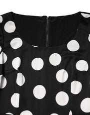 Dolce & Gabbana Black White Polka Dot Sheath Midi Dress