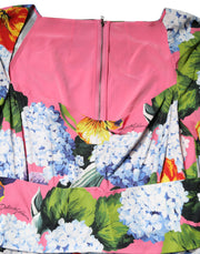 Dolce & Gabbana Multicolor Floral Pleated Sheath Midi  Dress