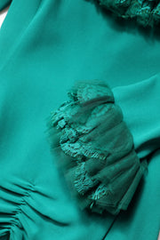 Dolce & Gabbana Green Lace Off Shoulder Sheath Mini Dress