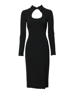 Dolce & Gabbana Black Long Sleeves Bodycon Sheath Midi Dress