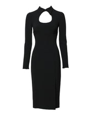 Dolce & Gabbana Black Long Sleeves Bodycon Sheath Midi Dress