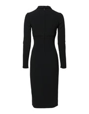 Dolce & Gabbana Black Long Sleeves Bodycon Sheath Midi Dress