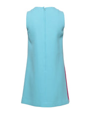 Dolce & Gabbana Pink Blue Wool Sleeveless Shift Mini Dress