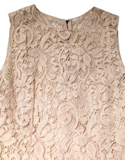 Dolce & Gabbana Beige Floral Lace Sleeveless Sheath Dress