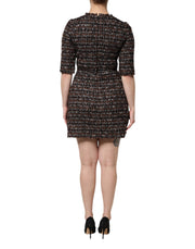Dolce & Gabbana Brown Tweed Short Sleeves A-line Mini Dress