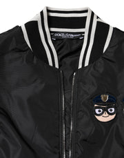 Dolce & Gabbana Black Nylon #DGFamily Full Zip Bomber Jacket