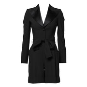 Dolce & Gabbana Black Wool Jumpsuit Dress Women Coat Jacket