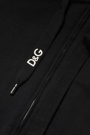 Dolce & Gabbana Black Cotton Hooded Full Zip Sweatshirt Sweater