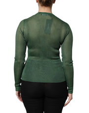 Dolce & Gabbana Green Polyester Long Sleeves Cardigan Sweater