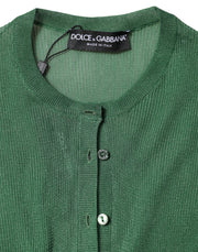 Dolce & Gabbana Green Polyester Long Sleeves Cardigan Sweater