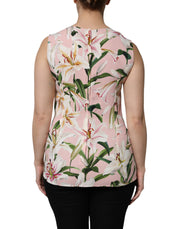 Dolce & Gabbana Multicolor Floral Print Round Neck Tank Top