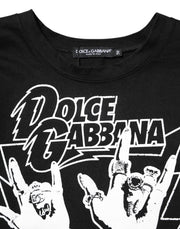 Dolce & Gabbana Black Cotton Printed Short Sleeves T-shirt