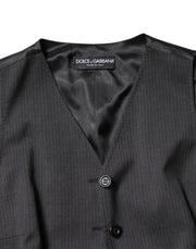Dolce & Gabbana Black Striped Button Down Sleeveless Vest Top