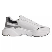 Dolce & Gabbana White Silver DAYMASTER Leather Sneakers Shoes