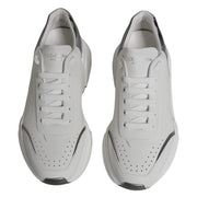 Dolce & Gabbana White Silver DAYMASTER Leather Sneakers Shoes