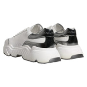 Dolce & Gabbana White Silver DAYMASTER Leather Sneakers Shoes