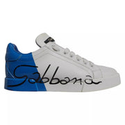 Dolce & Gabbana White Blue Logo Portofino Sneakers Shoes
