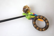 Dolce & Gabbana Multicolor Parrot Wood Brass Crystal Embellished Earrings