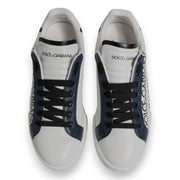 Dolce & Gabbana White Blue Crown Low Top Men Sneakers Shoes