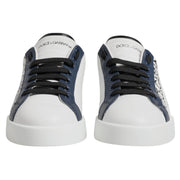 Dolce & Gabbana White Blue Crown Low Top Men Sneakers Shoes