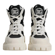 Dolce & Gabbana White Padded Mid Calf Lace Up Boots Shoes